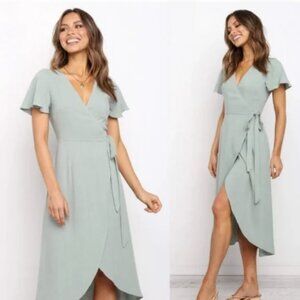 Petal + Pup Rowie Dress - Sage 100% linen